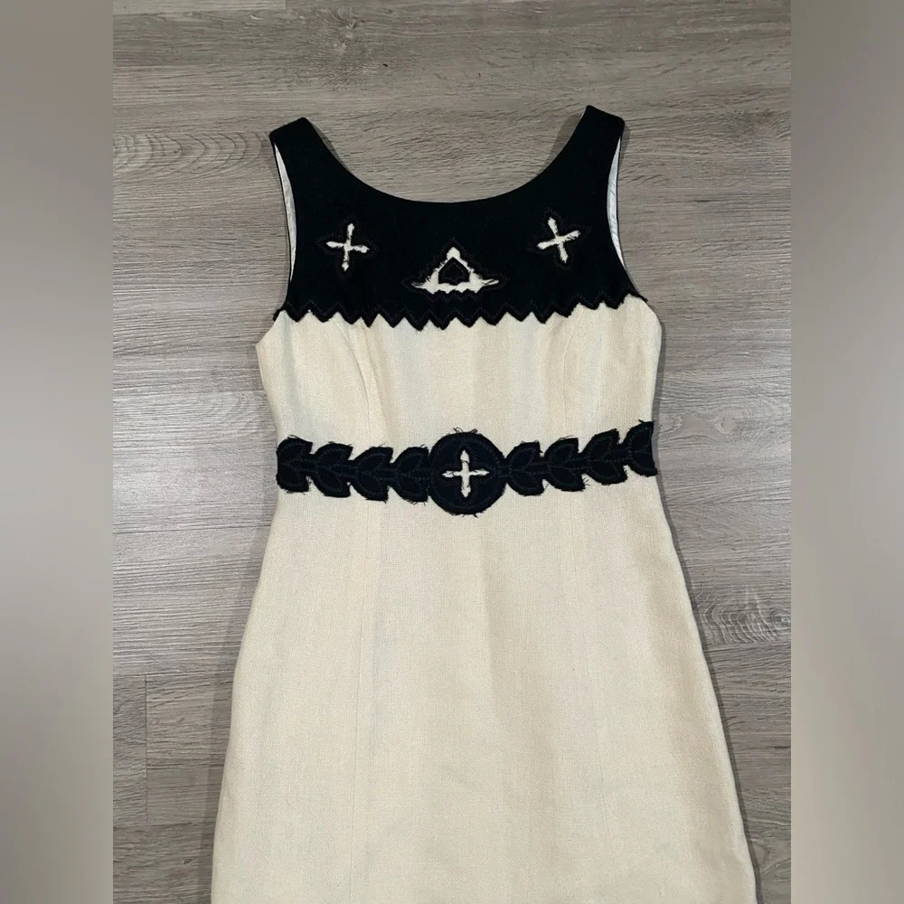 Tory Burch Wool Cream And Black Dress Midi‎ Knee Length
